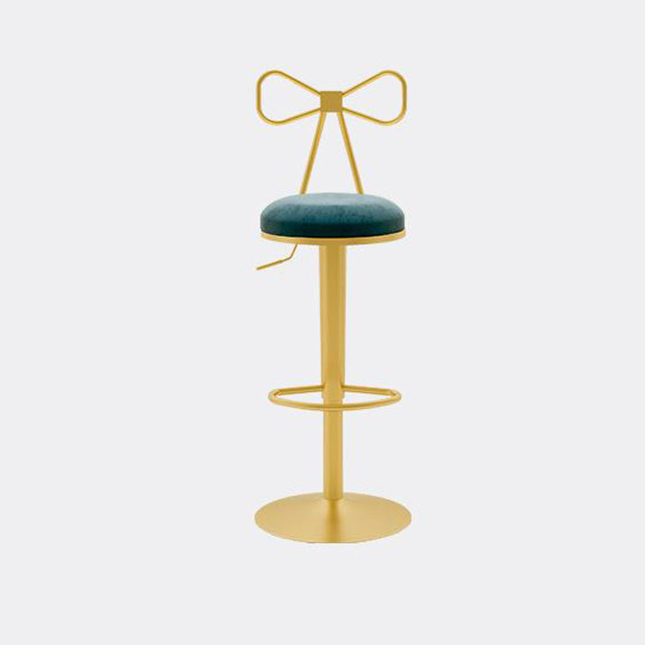 Contemporary Metal Bar and Counter Stool Low Back Stool with Pedestal Base in Gold