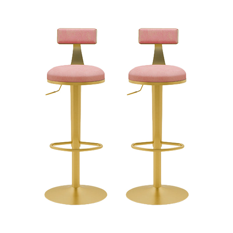 Contemporary Metal Bar and Counter Stool Low Back Stool with Pedestal Base in Gold