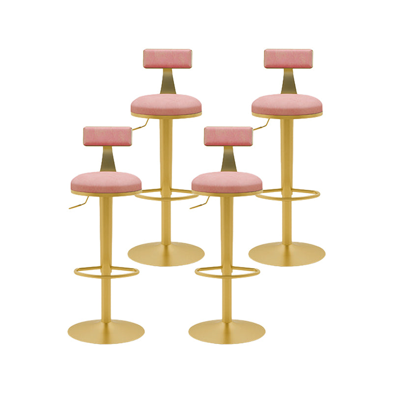 Contemporary Metal Bar and Counter Stool Low Back Stool with Pedestal Base in Gold