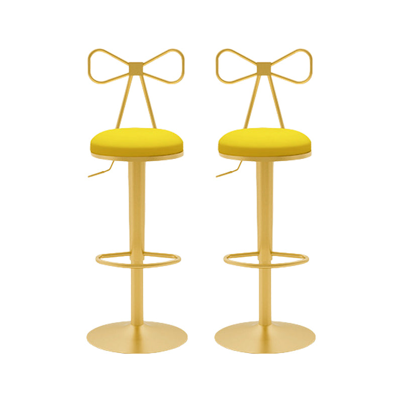 Contemporary Metal Bar and Counter Stool Low Back Stool with Pedestal Base in Gold