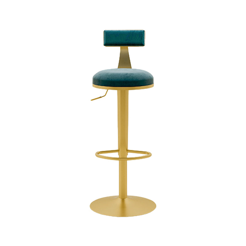 Contemporary Metal Bar and Counter Stool Low Back Stool with Pedestal Base in Gold