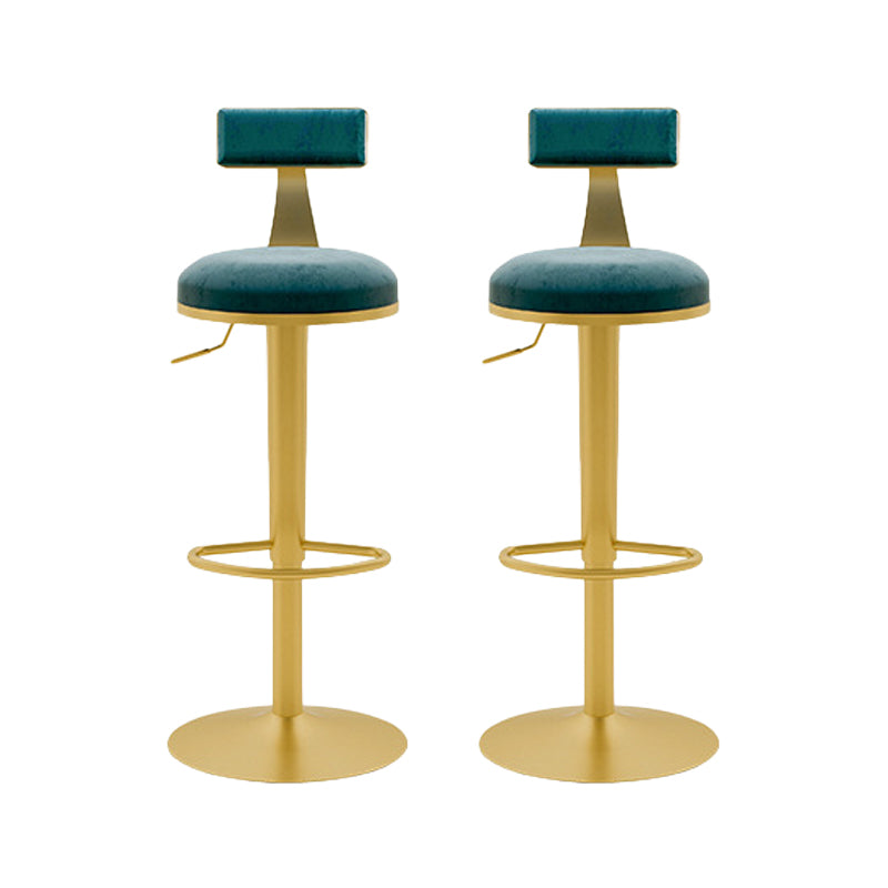 Contemporary Metal Bar and Counter Stool Low Back Stool with Pedestal Base in Gold