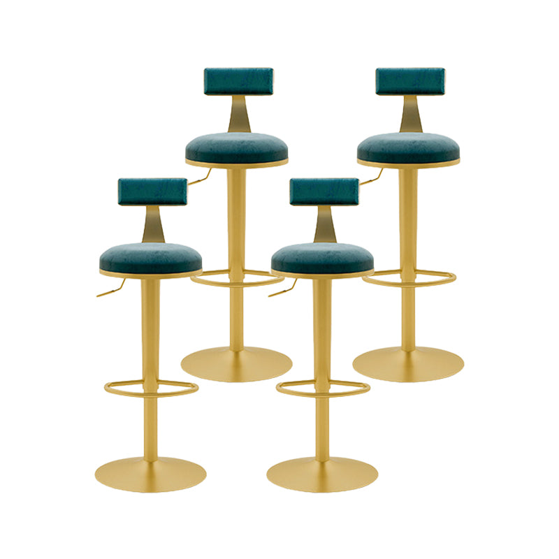 Contemporary Metal Bar and Counter Stool Low Back Stool with Pedestal Base in Gold