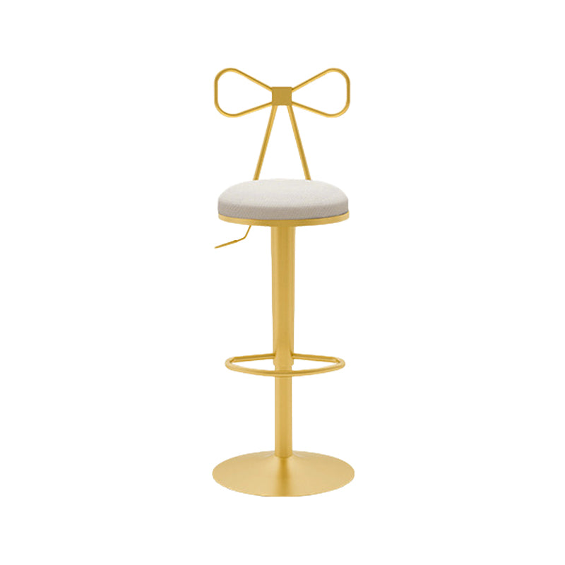 Contemporary Metal Bar and Counter Stool Low Back Stool with Pedestal Base in Gold