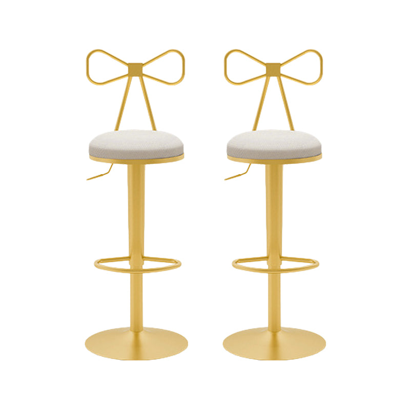 Contemporary Metal Bar and Counter Stool Low Back Stool with Pedestal Base in Gold