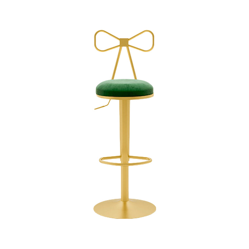 Contemporary Metal Bar and Counter Stool Low Back Stool with Pedestal Base in Gold