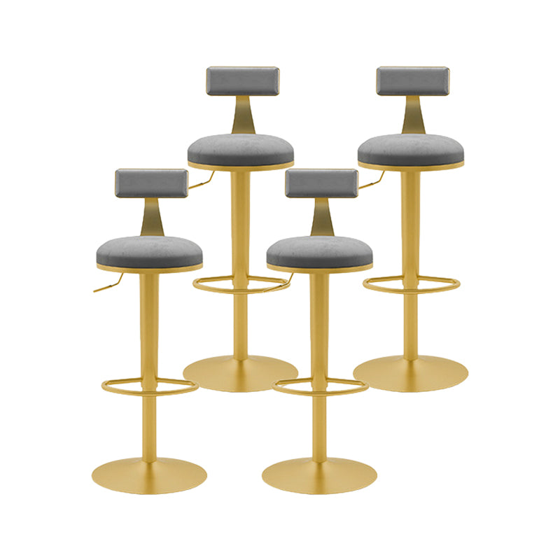 Contemporary Metal Bar and Counter Stool Low Back Stool with Pedestal Base in Gold
