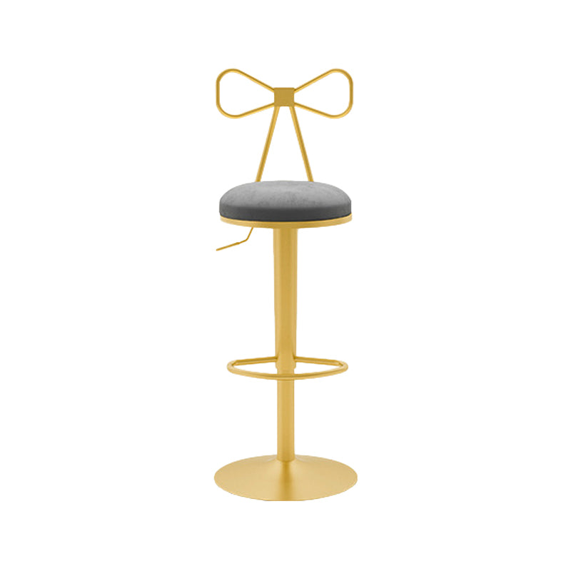 Contemporary Metal Bar and Counter Stool Low Back Stool with Pedestal Base in Gold