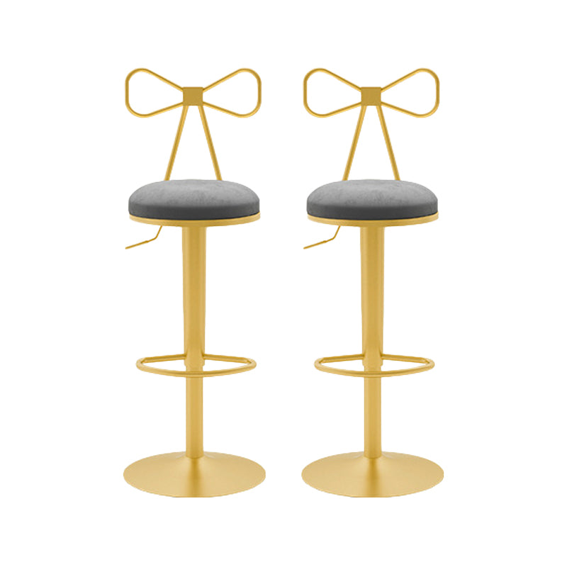 Contemporary Metal Bar and Counter Stool Low Back Stool with Pedestal Base in Gold