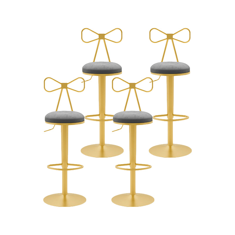 Contemporary Metal Bar and Counter Stool Low Back Stool with Pedestal Base in Gold