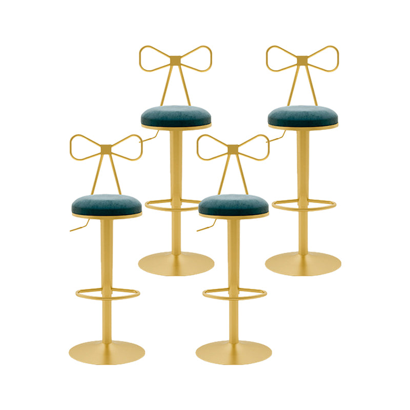 Contemporary Metal Bar and Counter Stool Low Back Stool with Pedestal Base in Gold