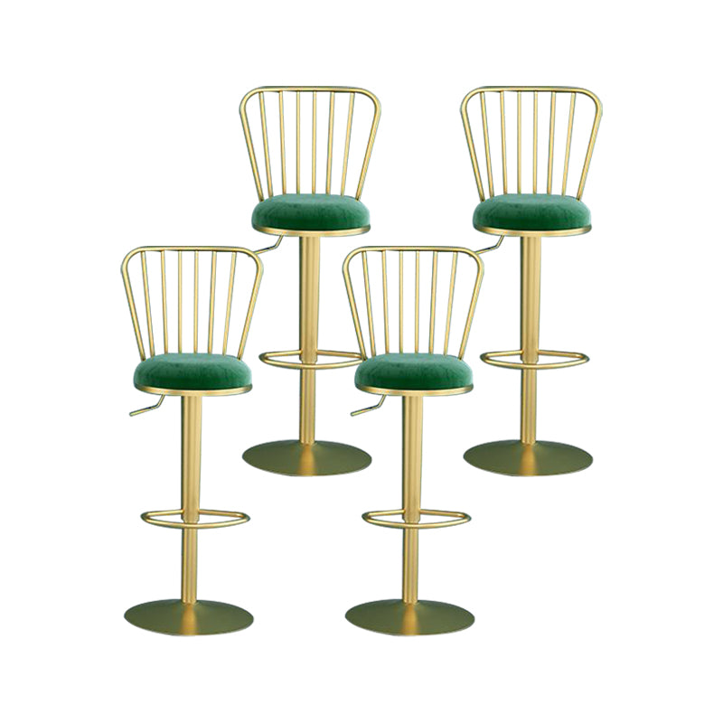 Contemporary Metal Bar and Counter Stool Low Back Stool with Pedestal Base in Gold