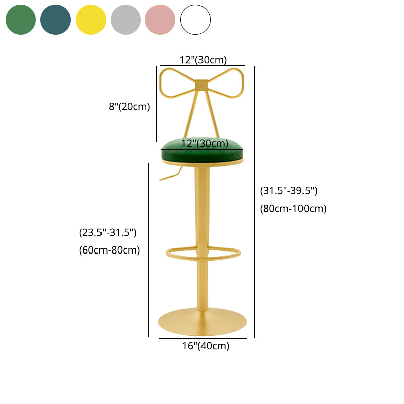 Contemporary Metal Bar and Counter Stool Low Back Stool with Pedestal Base in Gold