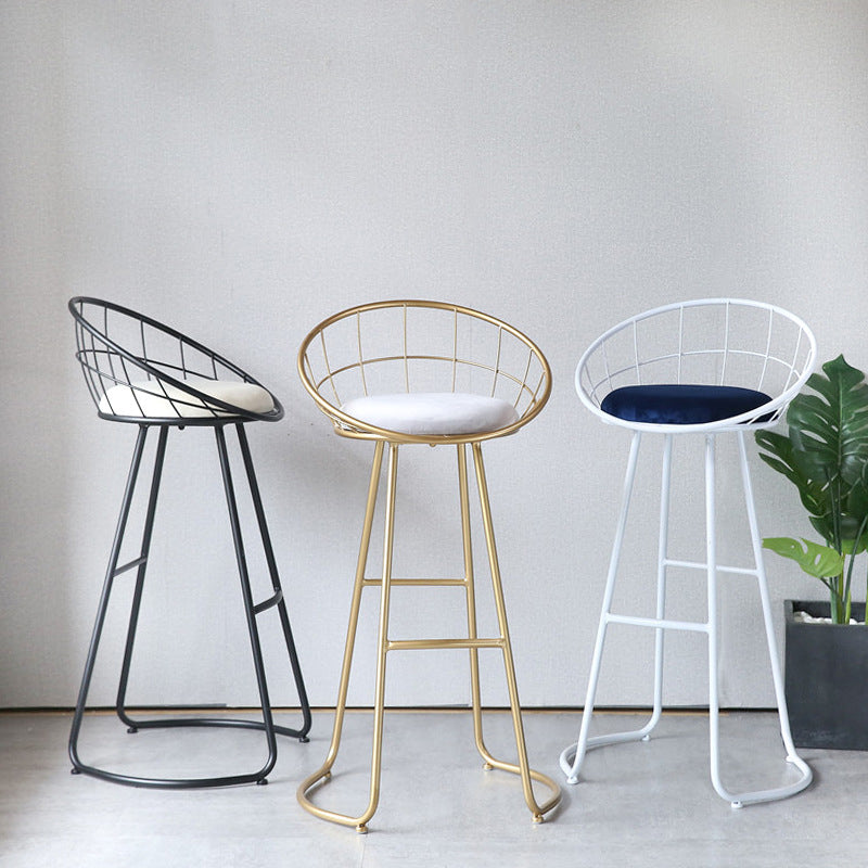 Contemporary Round Bar and Counter Stool Metal Stool with Sled Base