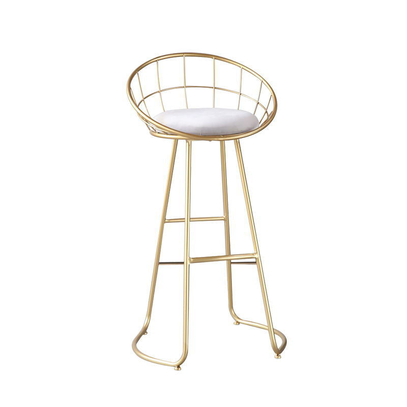 Contemporary Round Bar and Counter Stool Metal Stool with Sled Base