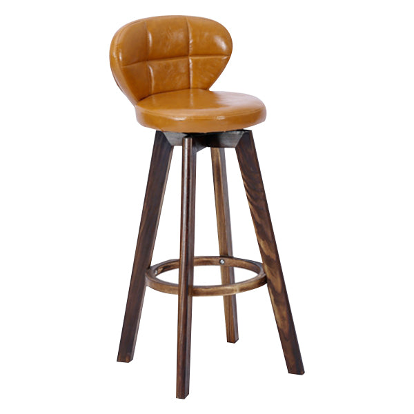 Contemporary Solid Wood Barstool Indoor Bar Stool with Footrest and Cushion