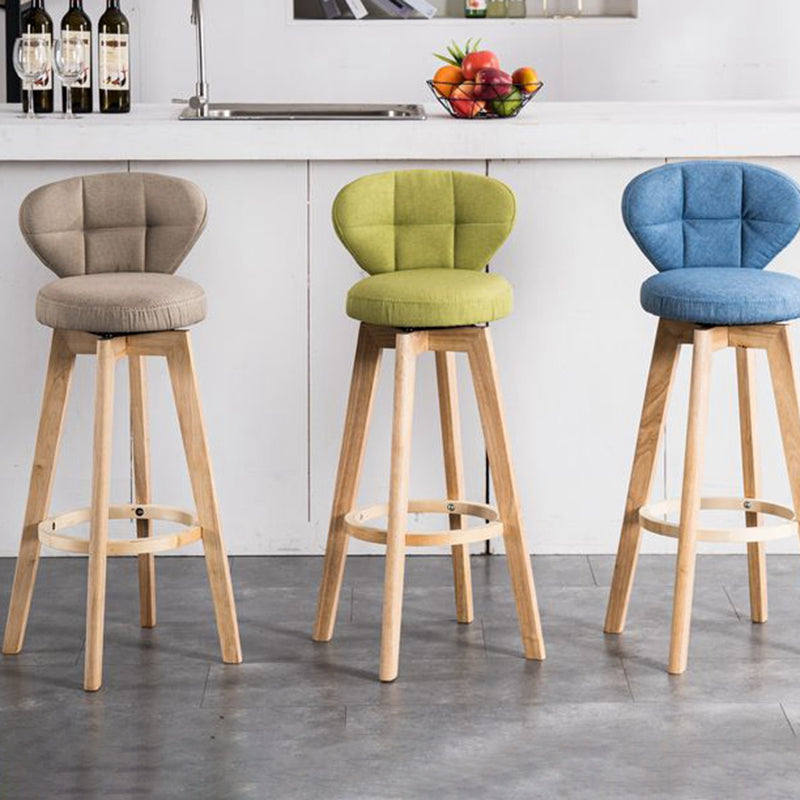 Contemporary Solid Wood Barstool Indoor Bar Stool with Footrest and Cushion