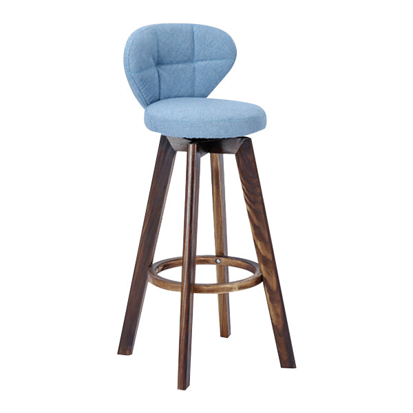 Contemporary Solid Wood Barstool Indoor Bar Stool with Footrest and Cushion