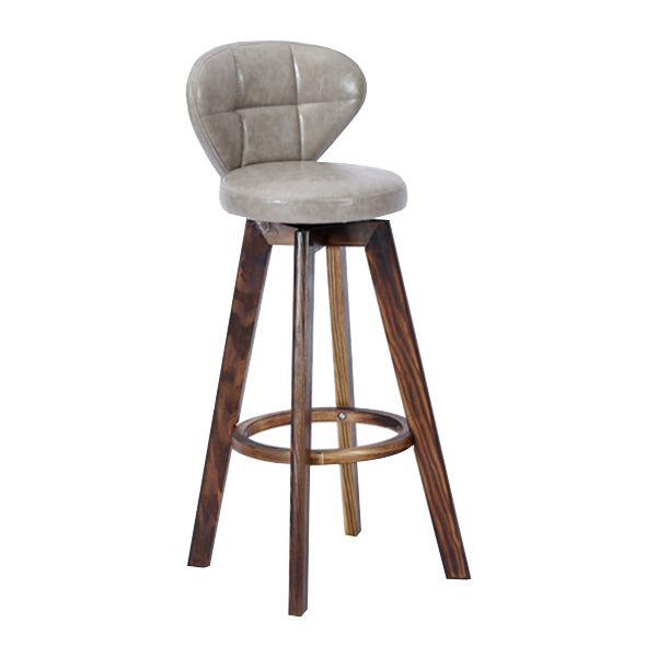 Contemporary Solid Wood Barstool Indoor Bar Stool with Footrest and Cushion