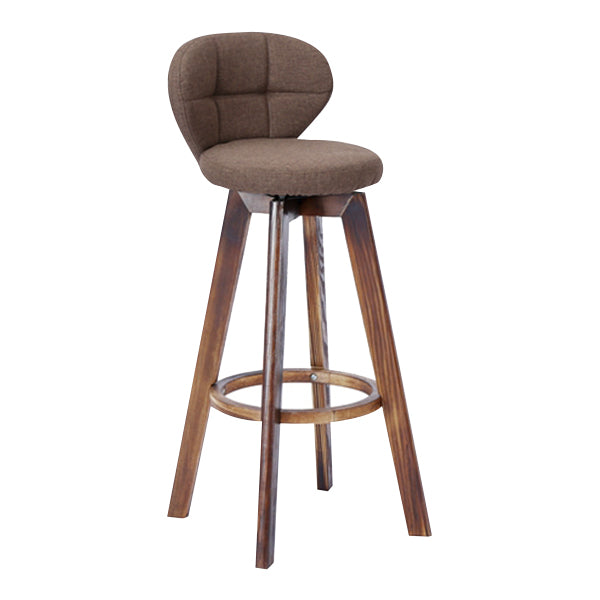 Contemporary Solid Wood Barstool Indoor Bar Stool with Footrest and Cushion