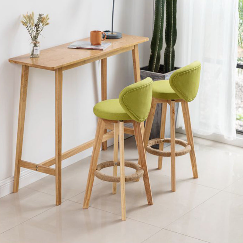 Contemporary Solid Wood Barstool Indoor Bar Stool with Footrest and Cushion