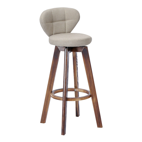 Contemporary Solid Wood Barstool Indoor Bar Stool with Footrest and Cushion