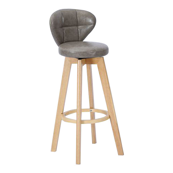 Contemporary Solid Wood Barstool Indoor Bar Stool with Footrest and Cushion