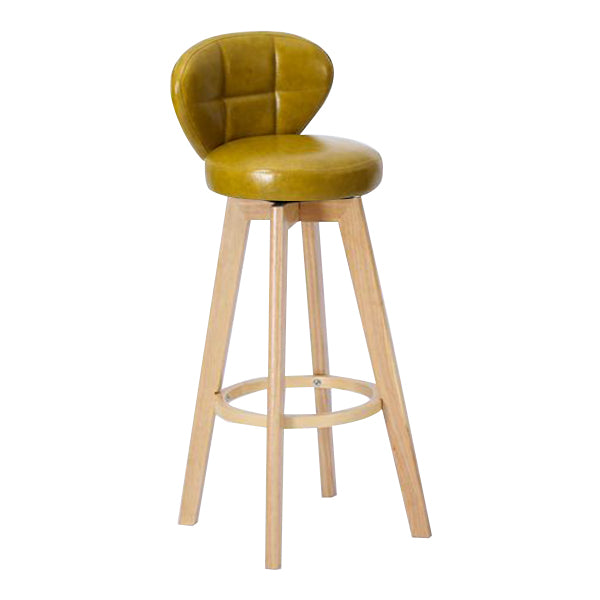 Contemporary Solid Wood Barstool Indoor Bar Stool with Footrest and Cushion