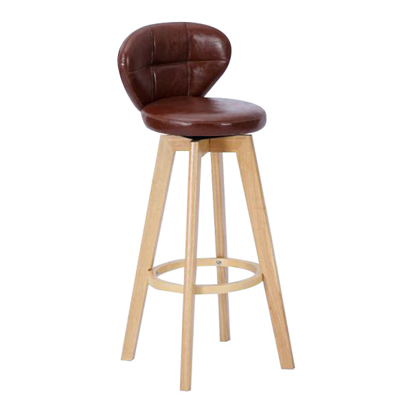 Contemporary Solid Wood Barstool Indoor Bar Stool with Footrest and Cushion