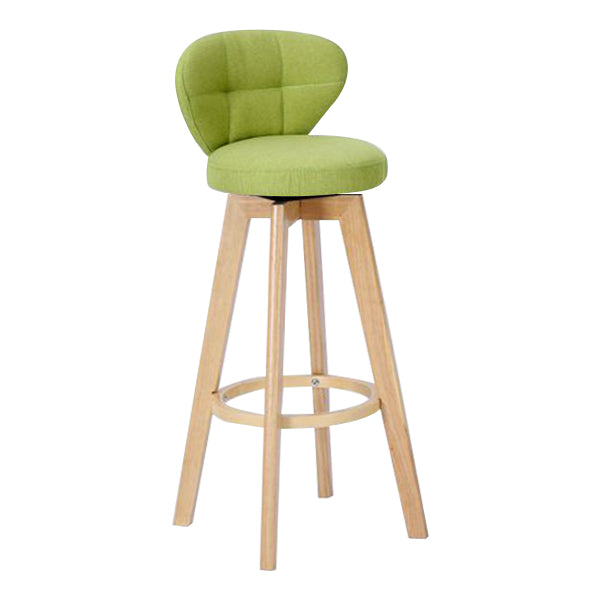 Contemporary Solid Wood Barstool Indoor Bar Stool with Footrest and Cushion