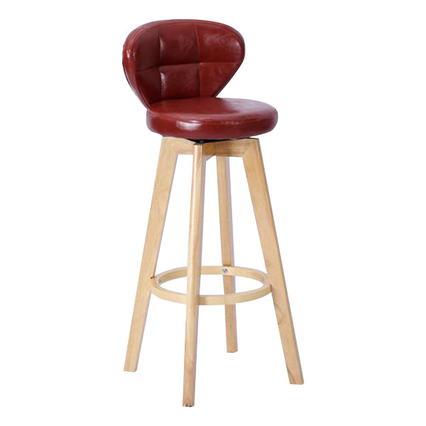 Contemporary Solid Wood Barstool Indoor Bar Stool with Footrest and Cushion