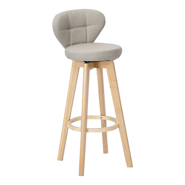 Contemporary Solid Wood Barstool Indoor Bar Stool with Footrest and Cushion