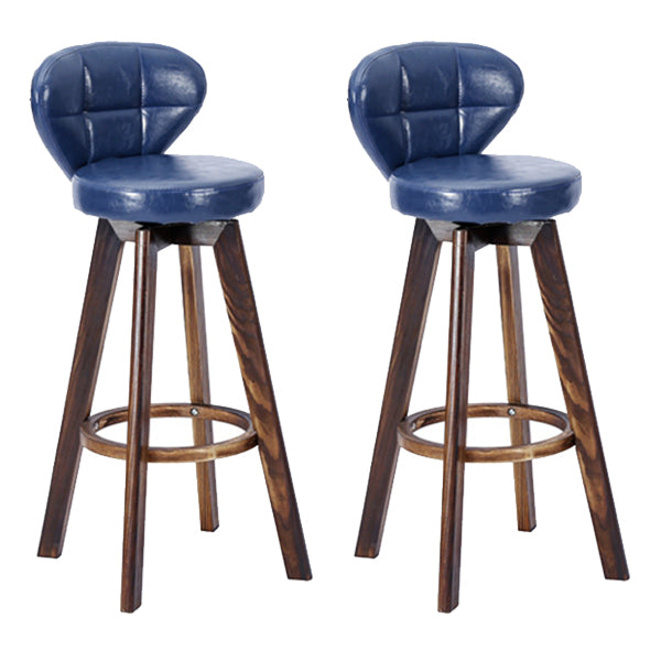 Contemporary Solid Wood Barstool Indoor Bar Stool with Footrest and Cushion