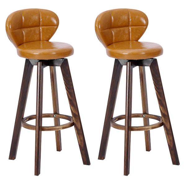 Contemporary Solid Wood Barstool Indoor Bar Stool with Footrest and Cushion