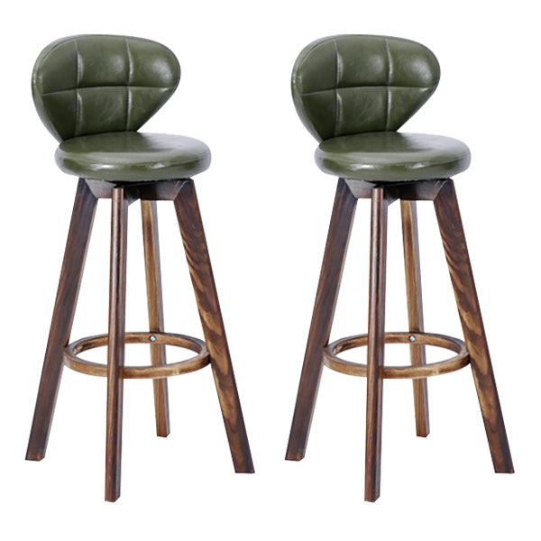Contemporary Solid Wood Barstool Indoor Bar Stool with Footrest and Cushion