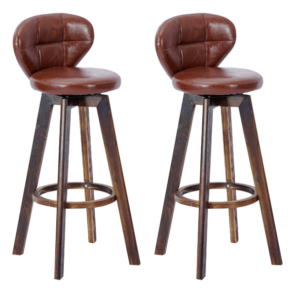 Contemporary Solid Wood Barstool Indoor Bar Stool with Footrest and Cushion
