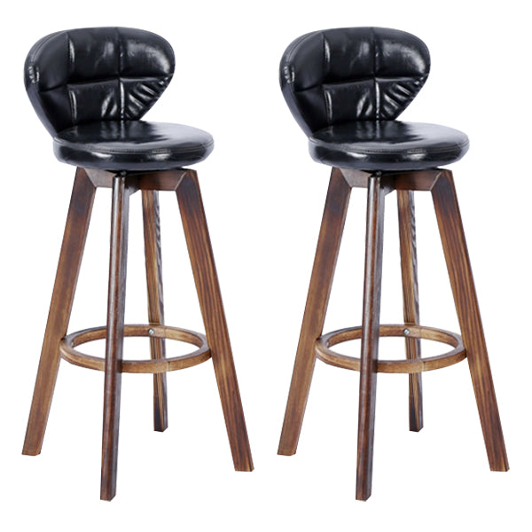 Contemporary Solid Wood Barstool Indoor Bar Stool with Footrest and Cushion