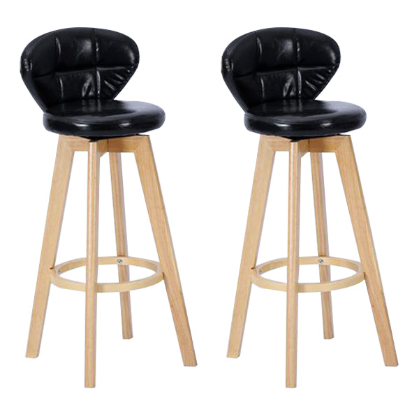 Contemporary Solid Wood Barstool Indoor Bar Stool with Footrest and Cushion