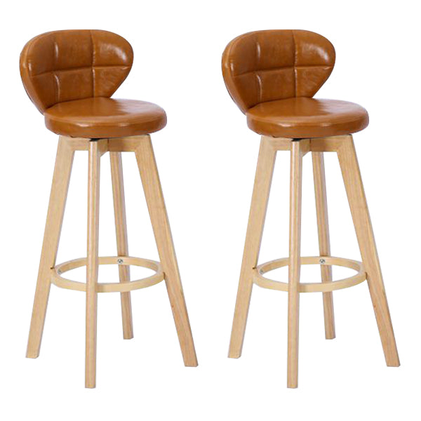 Contemporary Solid Wood Barstool Indoor Bar Stool with Footrest and Cushion