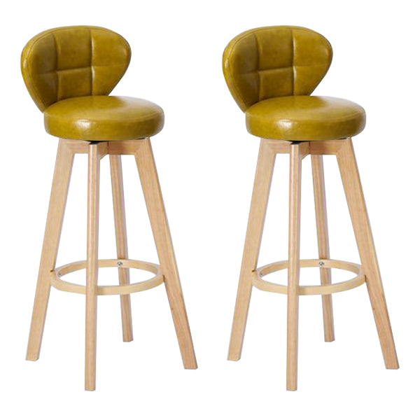 Contemporary Solid Wood Barstool Indoor Bar Stool with Footrest and Cushion