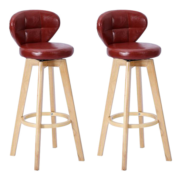 Contemporary Solid Wood Barstool Indoor Bar Stool with Footrest and Cushion