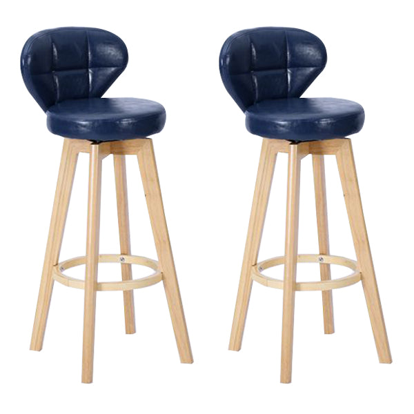 Contemporary Solid Wood Barstool Indoor Bar Stool with Footrest and Cushion