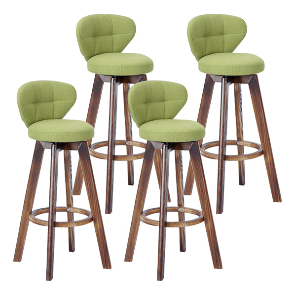 Contemporary Solid Wood Barstool Indoor Bar Stool with Footrest and Cushion