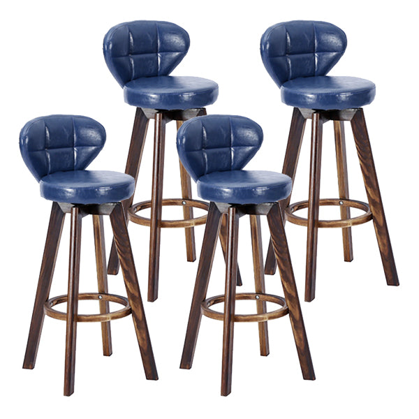 Contemporary Solid Wood Barstool Indoor Bar Stool with Footrest and Cushion