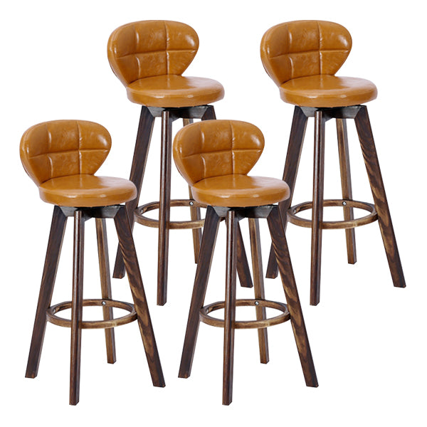 Contemporary Solid Wood Barstool Indoor Bar Stool with Footrest and Cushion