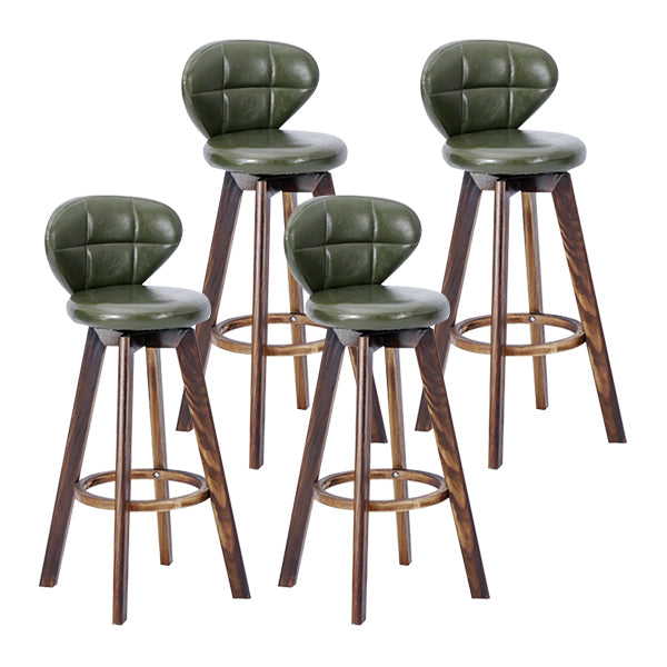 Contemporary Solid Wood Barstool Indoor Bar Stool with Footrest and Cushion