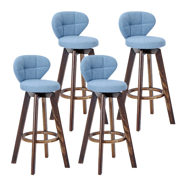 Contemporary Solid Wood Barstool Indoor Bar Stool with Footrest and Cushion