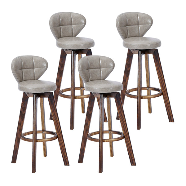 Contemporary Solid Wood Barstool Indoor Bar Stool with Footrest and Cushion
