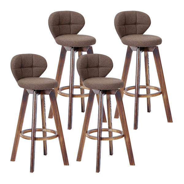 Contemporary Solid Wood Barstool Indoor Bar Stool with Footrest and Cushion