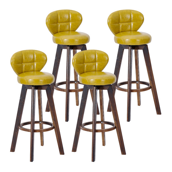 Contemporary Solid Wood Barstool Indoor Bar Stool with Footrest and Cushion